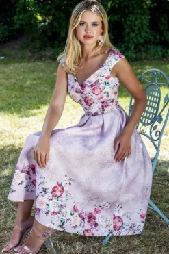 Sweetheart Floral Midi Dress - Blush by Goddiva