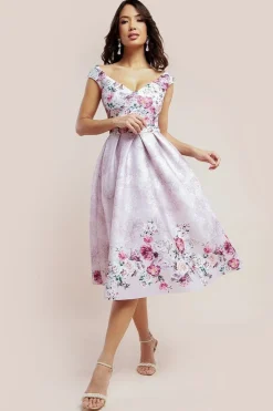 Sweetheart Floral Midi Dress - Blush by Goddiva
