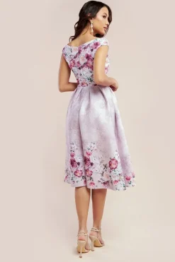 Sweetheart Floral Midi Dress - Blush by Goddiva