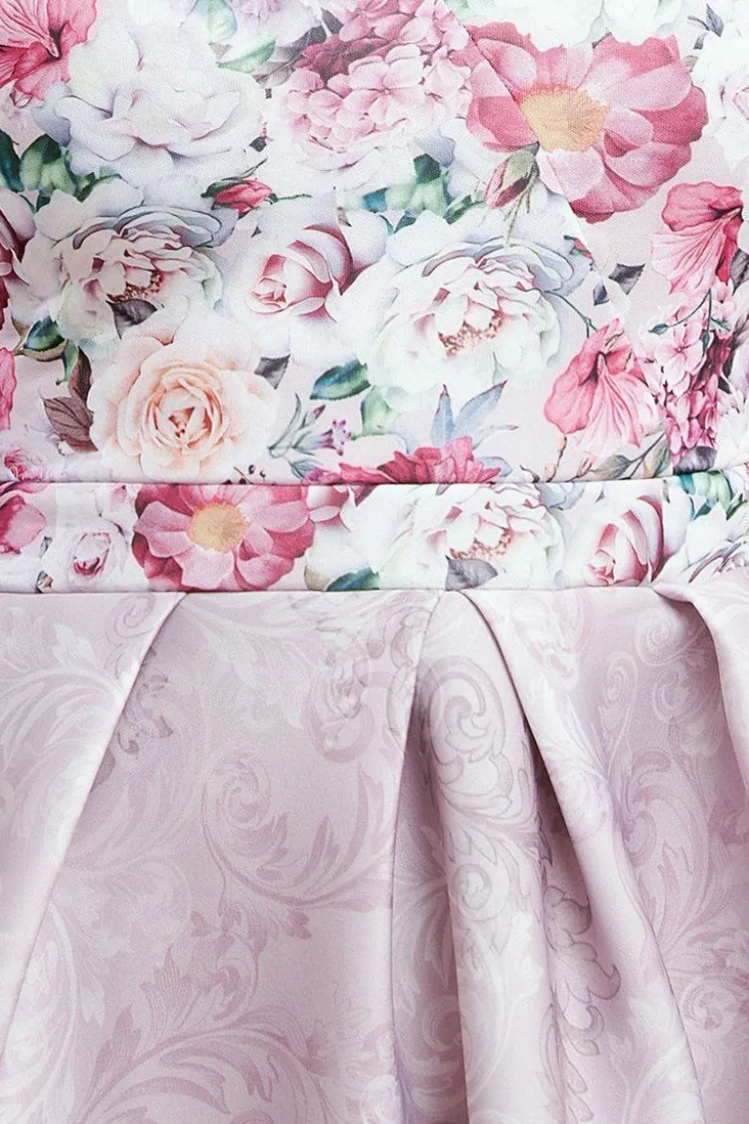 Sweetheart Floral Midi Dress - Blush by Goddiva