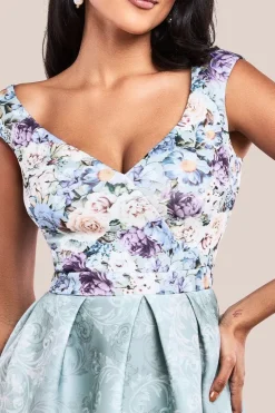 Sweetheart Floral Midi Dress - Sage Green by Goddiva