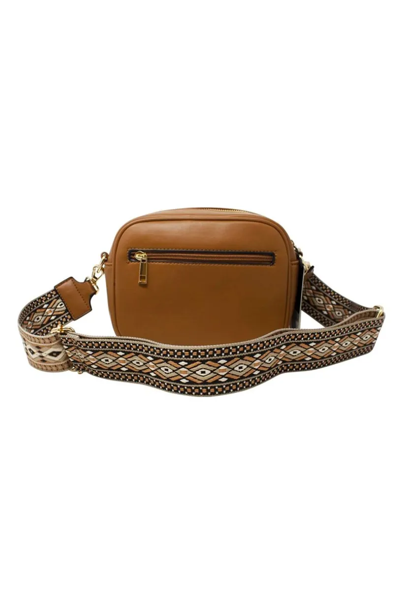 Tan Brown Bee Embellished Camera Bag by SVNX