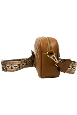 Tan Brown Bee Embellished Camera Bag by SVNX