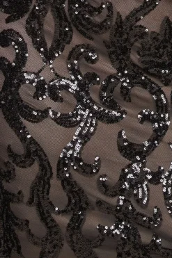 Tassel & Sequin Midaxi With Front Split - Black by Goddiva Plus