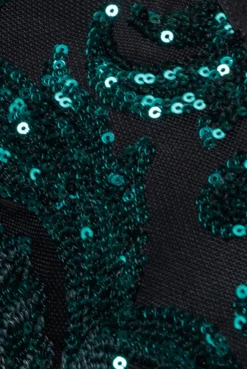 Tassel & Sequin Midaxi With Front Split - Emerald Green by Goddiva