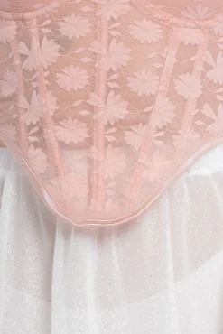 Textured Floral Mesh Corset by Goddiva