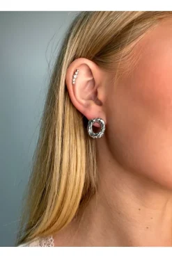 Textured Oblong Earring In Silver by Last True Angel