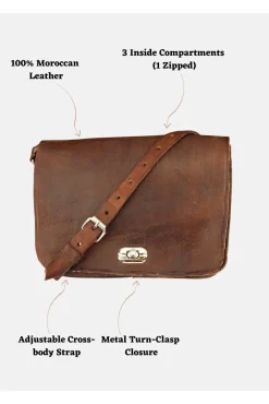The Kenitra Cross-Body Bag In Dark Brown by Berber Leather