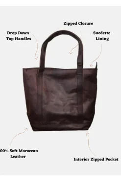 The Nador Tote Bag In Dark Brown by Berber Leather