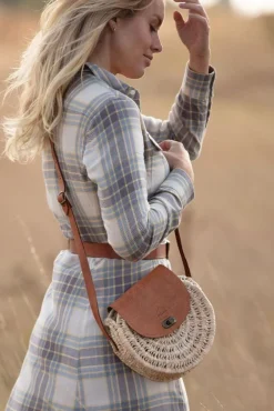 The Safi Rattan Round Bag - Loose Weave by Berber Leather