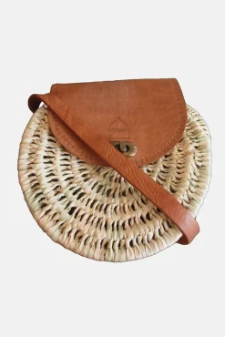 The Safi Rattan Round Bag - Loose Weave by Berber Leather