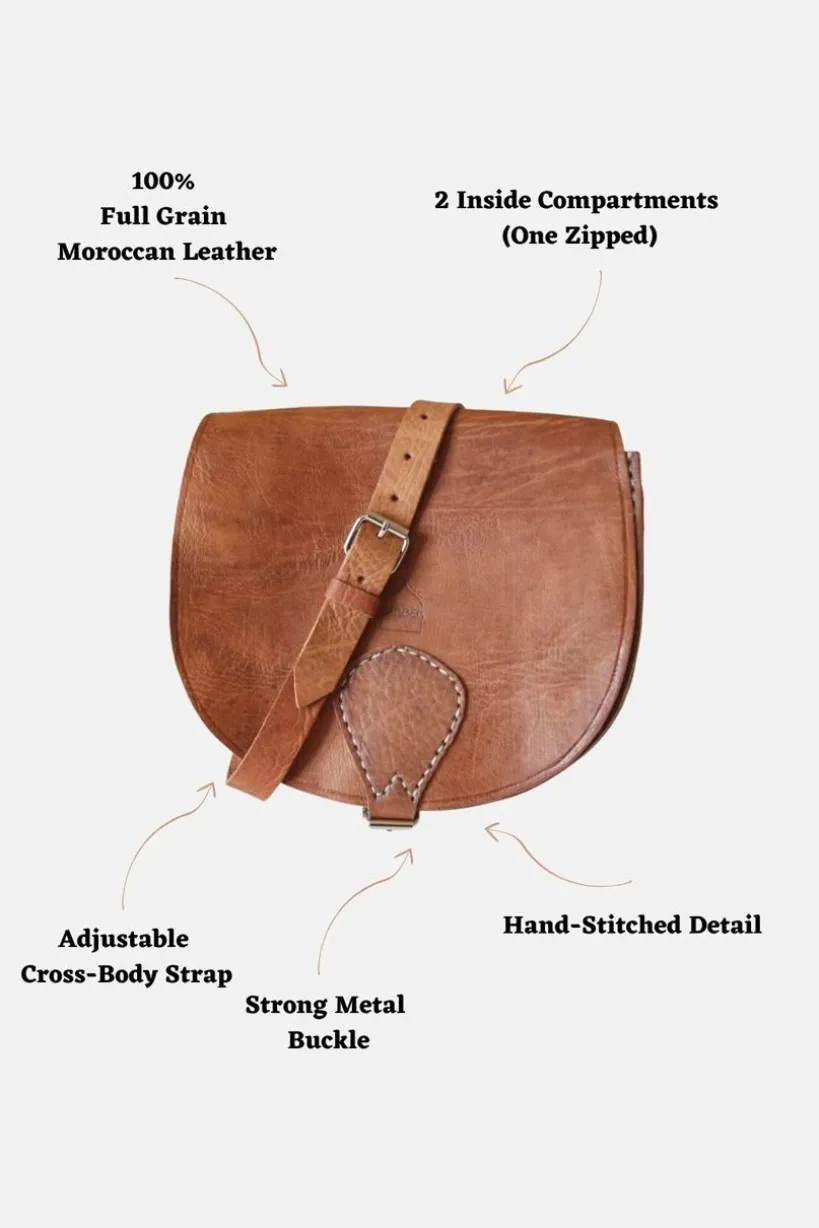 The Temara Large Saddle Bag In Tan by Berber Leather