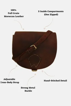 The Temara Large Saddle Bag In Dark Brown by Berber Leather