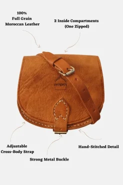 The Temara Small Half-Moon Saddle Bag In Tan by Berber Leather