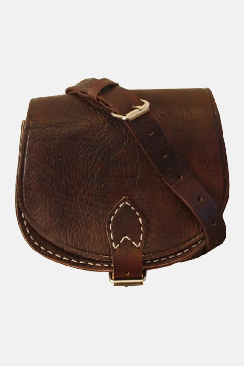 The Temara Small Saddle Bag In Dark Brown by Berber Leather