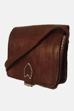 The Temara Square Saddle Bag In Dark Brown by Berber Leather