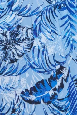 Tropical Print Midi With Batwing Sleeves - Blue by Goddiva