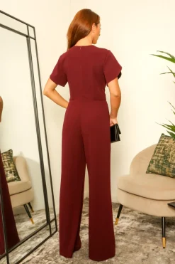 Tulip Sleeve Wrap Front Jumpsuit by Double Second