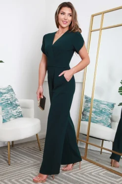 Tulip Sleeve Wrap Front Jumpsuit by Double Second