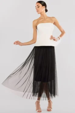 Tulle Gathered Midaxi Skirt by Goddiva