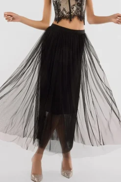 Tulle Gathered Midaxi Skirt by Goddiva