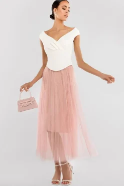 Tulle Gathered Midaxi Skirt by Goddiva