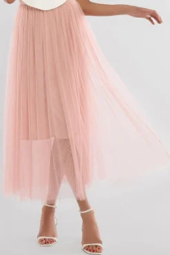 Tulle Gathered Midaxi Skirt by Goddiva
