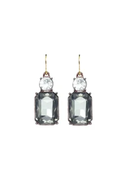 Twin Gem Earring In Slate & Clear by Last True Angel