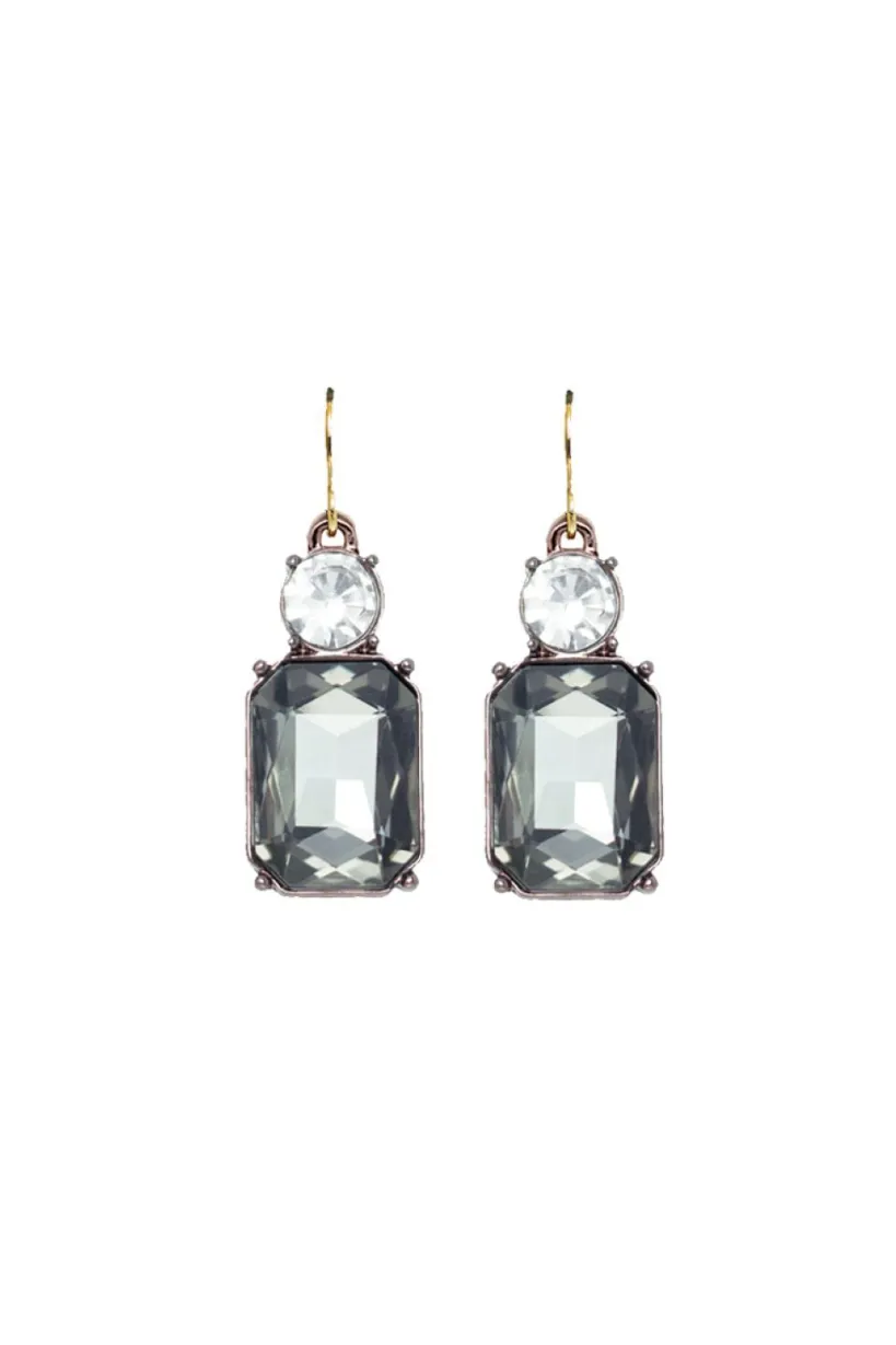 Twin Gem Earring In Slate & Clear by Last True Angel