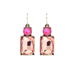 Twin Gem Hook Earring Orange & Pink by Last True Angel