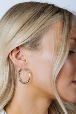 Twist Hoops In Silver - Pouch Included by SVNX