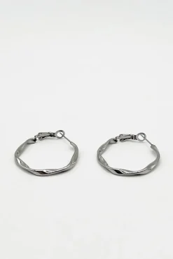 Twist Hoops In Silver - Pouch Included by SVNX