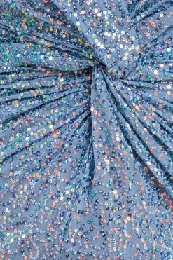 Twisted Front Sequin Maxi Dress - Blue by Goddiva