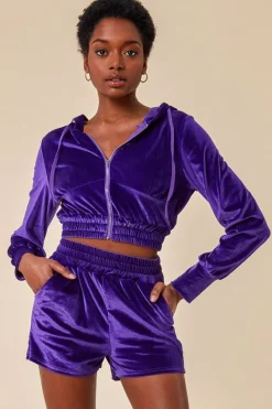 Velour Hoodie & Short Set - Purple by Cosmochic