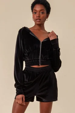 Velour Hoodie & Short Set - Black by Cosmochic