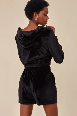 Velour Hoodie & Short Set - Black by Cosmochic