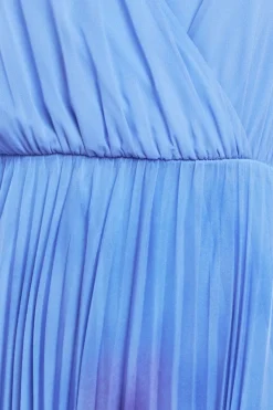 Wavy Ombre A-Line Chiffon Maxi Dress - Blue by Goddiva