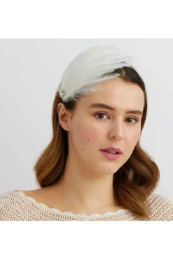 White Fascinator Headband With Feathers by QueenMee Accessories