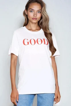 White Good Vibes Printed Cotton T-Shirt by Aftershock London