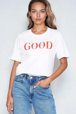 White Good Vibes Printed Cotton T-Shirt by Aftershock London