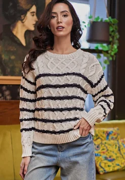 White Jumper With Black Stripes by Angeleye