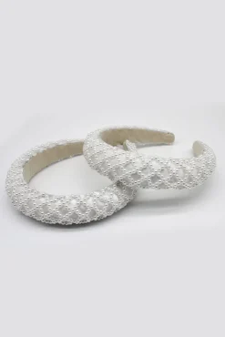 White Pearl Lattice Style Headband by SVNX