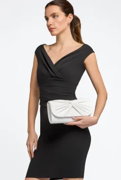 White Suede Clutch Bag With Knot Detail by Aftershock London