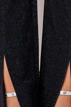 Wide Leg Lurex Trouser - Navy by Goddiva