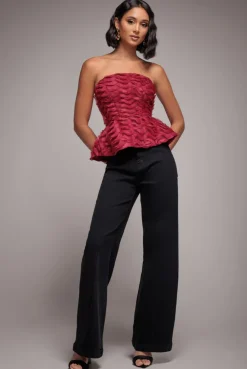 Wide Leg Stretch Denim Jeans - Black by Goddiva denim