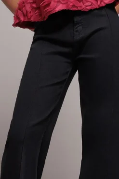 Wide Leg Stretch Denim Jeans - Black by Goddiva denim