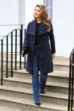 Wool Blend Wrap Coat by Double Second