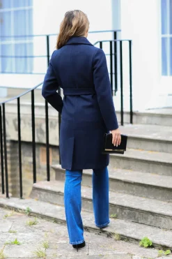 Wool Blend Wrap Coat by Double Second