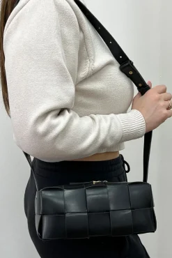 Woven PU Shoulder Bag In Black by SVNX