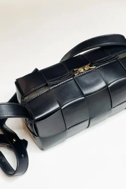 Woven PU Shoulder Bag In Black by SVNX